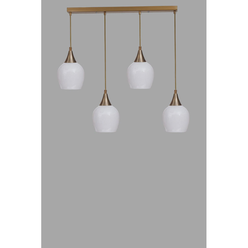 Lustre, Blanc / Doré, Quatre lumières, 4 étages
