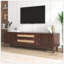 Meuble télé en rotin pour téléviseur de 75 po ou moins, console multimédia de style campagne moderne avec pieds en bois massif et rangement spacieux-129911930