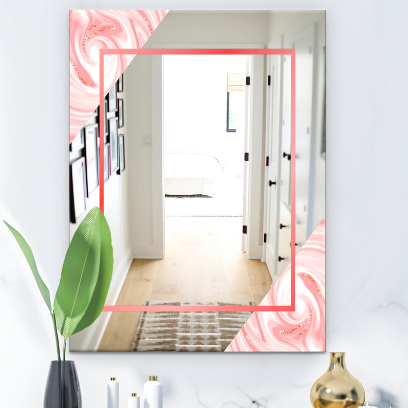 Miroir d'appoint Mid-Century, H 39,4 po x l 29,5 po, Blanc / Rouge