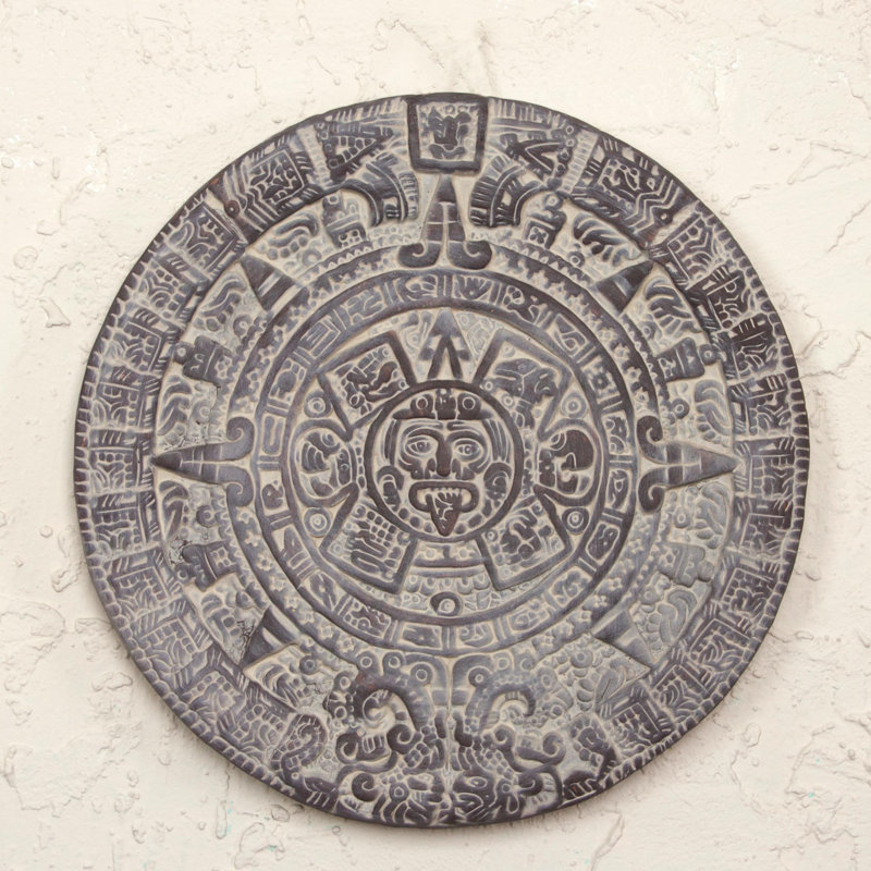 Décoration murale archéologique aztèque calendrier unique, Gris