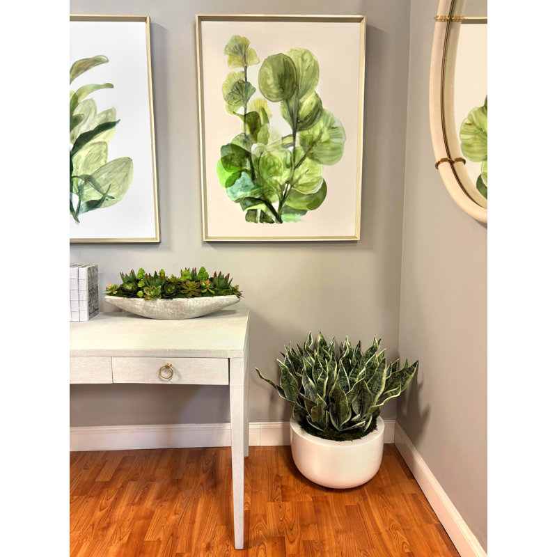 Faux Sansevieria Plant in Fiberstone Planter