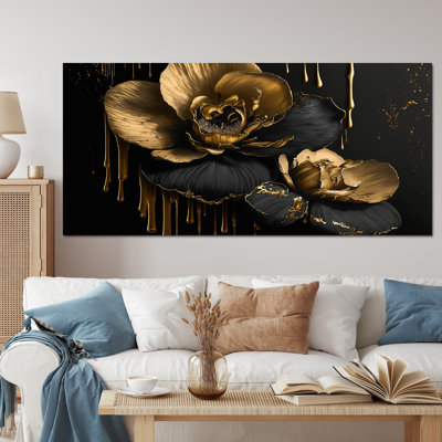 Orchidée noire et or II - art mural encadré orchidée