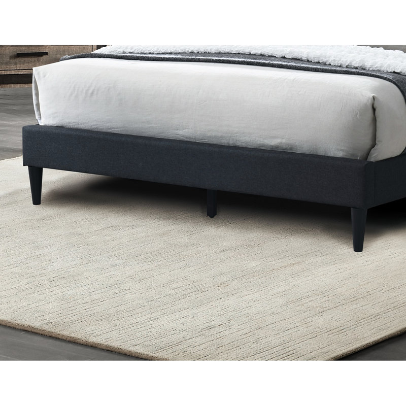 Lit plateforme contemporain: lit double tapissier en toile de jute, Gris anthracite
