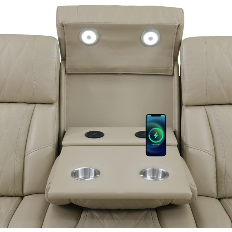 Canapé modulaire inclinable électrique 3 pièces avec chargeur sans fil et console de rangement Richii