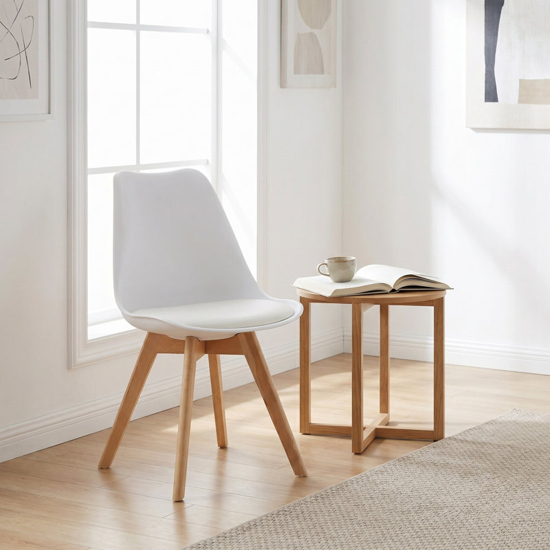 Ensemble de quatre chaises de salle à manger, White/Brown