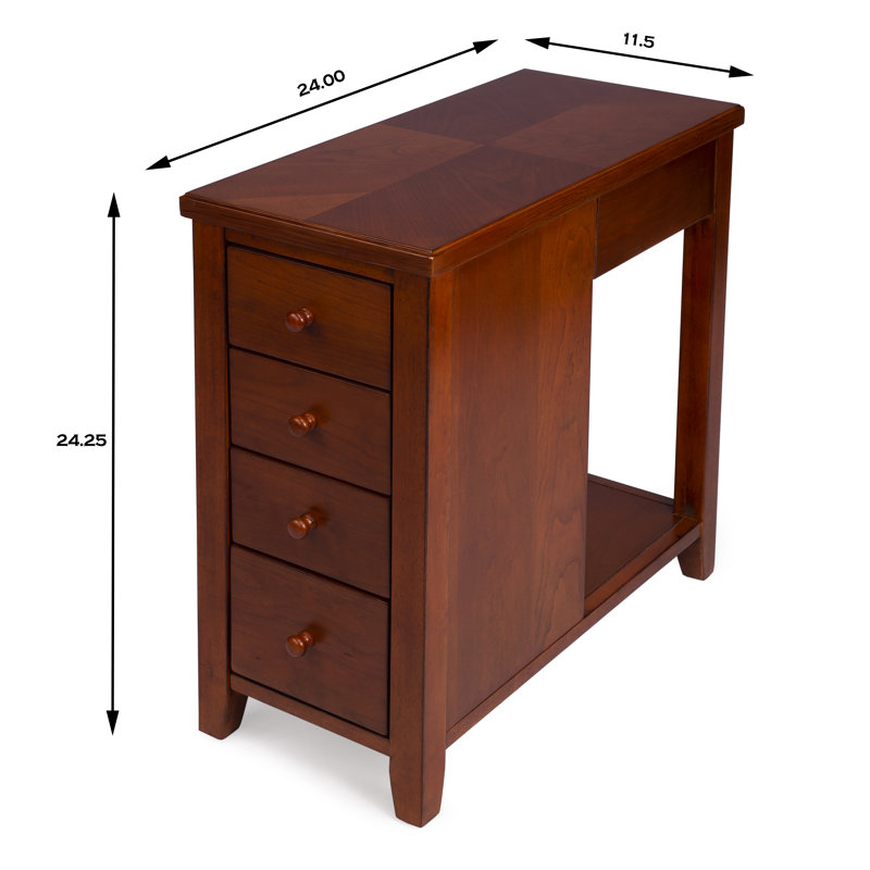 Kelton 4 Drawer Side Table, Ash Burl
