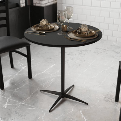Marrel Round Wood Cocktail Table with Columns