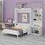 Armoire lit escamotable en bois pleine grandeur avec plusieurs tablettes de rangement