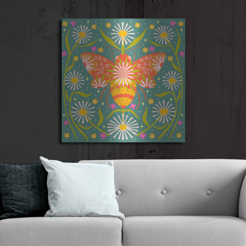 «Hey Honey Full Illustration» par Rachel Hallquist, art mural en métal, H 36 po x l 36 po