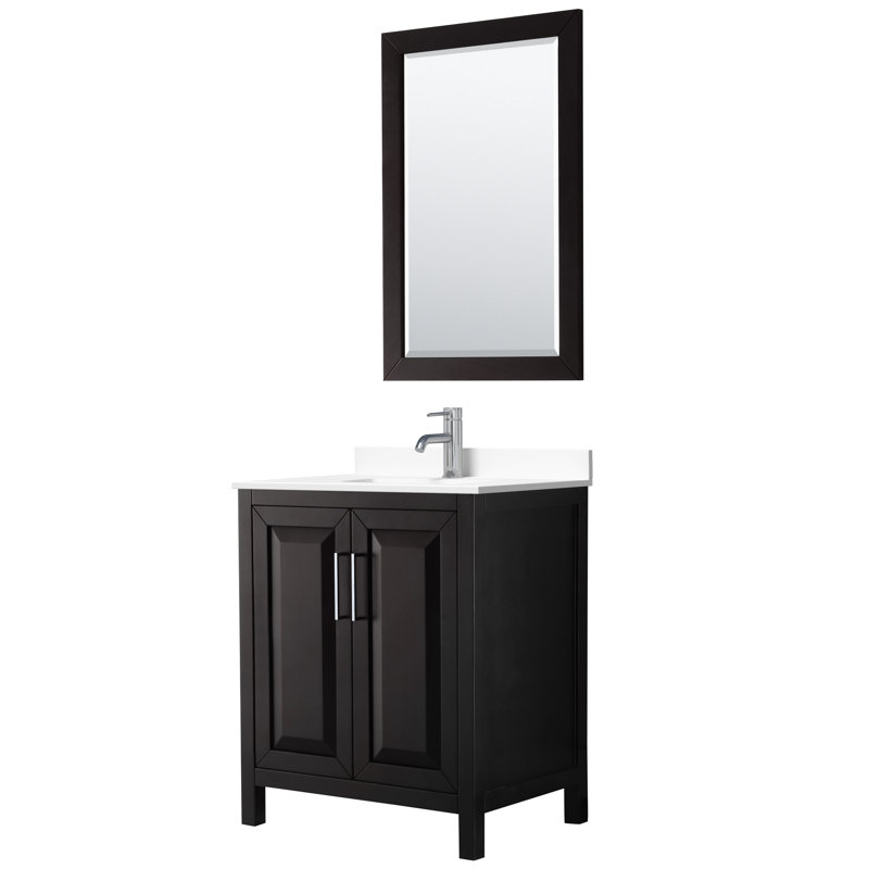Daria 30'' Single Bathroom Vanity with Marble Top with Mirror, Dark Espresso, Polished Chrome