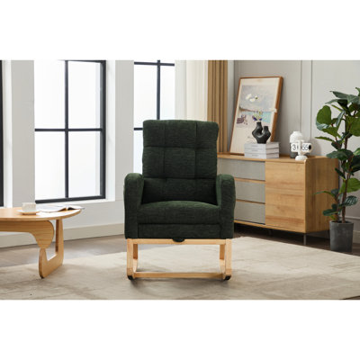 Chaise berçante confortable avec pieds en bois massif, coussins de pieds lisses et antidérapants, éponge confortable haute densité pour la chambre de bébé, base en caoutchouc, repose-pieds