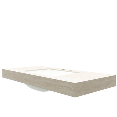 - Comptoir en pierre frittée à motif avec cuve en céramique encastrée avec trois trous de robinet standard, couleur principale beige, profondeur de produit de 46,55 po, largeur de 19,43 po, hauteur de 8,34 po, 73,81 lb, impressionnant