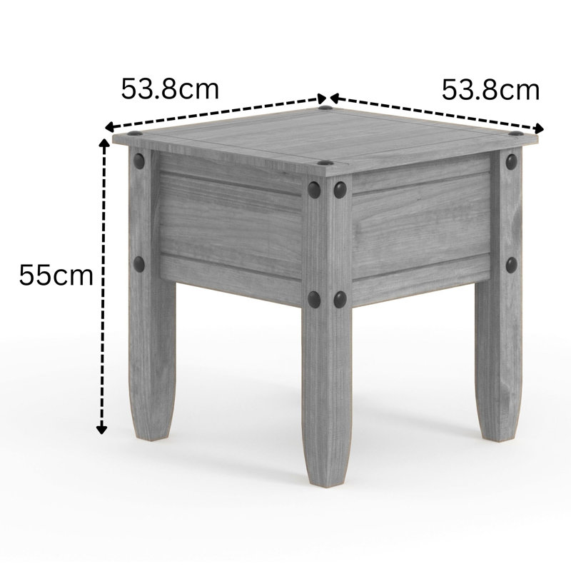 Hughestown Side Lamp Table, Solid Pine, Wax Finish, Corona design, Natural
