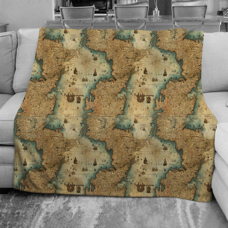 World Map Throw Blanket, 51" W x 60" L