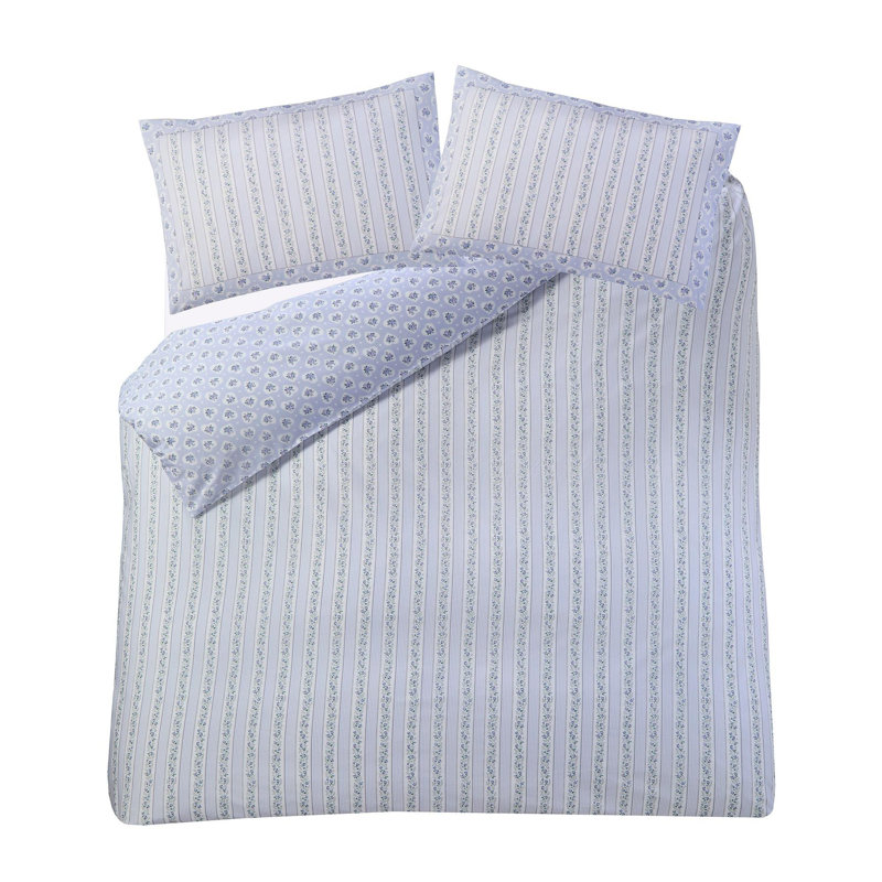 Cath Kidston Ticking Stripe Blue Duvet Cover Set King Bedding Set, Single