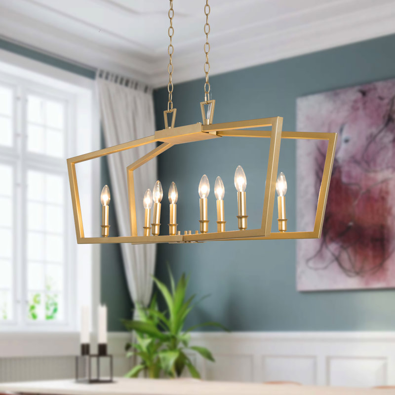 Bixby 8 - Light Rectangle 37"W Chandelier Dining Room Modern, Gold, 78" H x 38" W x 13" D