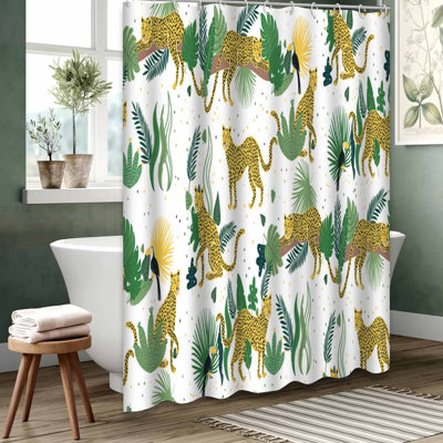 Rideau de douche vert imperméable, rideaux de douche pour la salle de bain avec 12 crochets