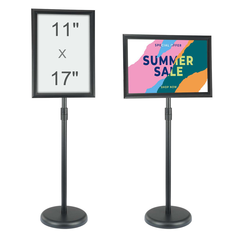 Porte-affiche piédestal avec base ronde remplissable, H 33,50 po x l 9,80 po x P 9,80 po