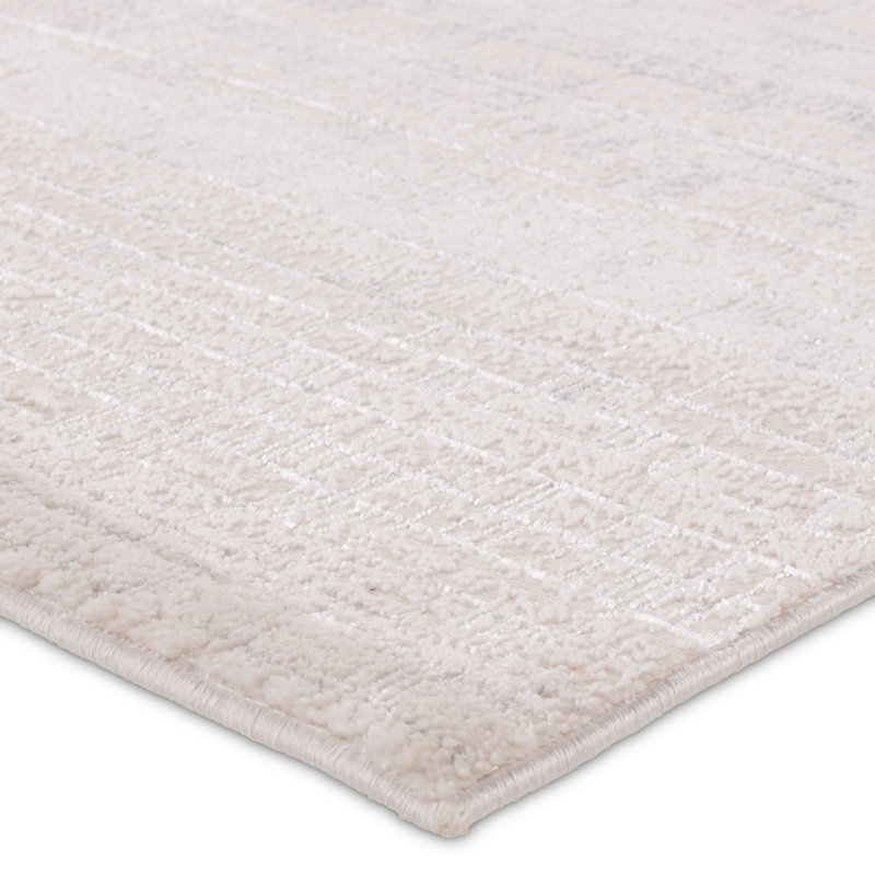 Tapis rayé crème / argenté Taleen (9 pi 3 po x 13 pi), Tapis de couloir 3 pi 3 po x 12 pi