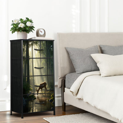 4 Drawer Dresser for Bedroom, Narrow Chest of Drawers, Wooden Top and Study Iron Frame 18"x37.5"-(WxH)