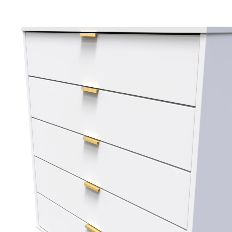 Turah 77 cm W Chest of 5 Drawers, White