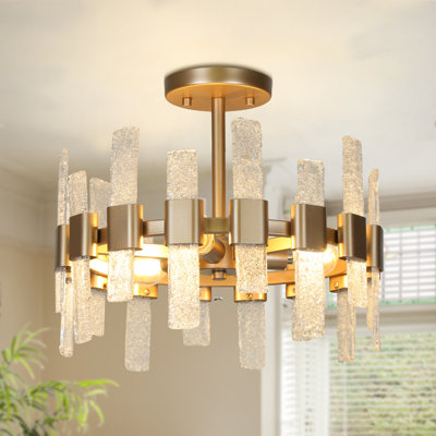 Rokesha 3 - Light 14" Small Drum Semi Flush Mount