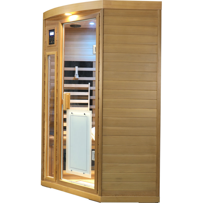Low EMF Two Person Far-Infrared Red Cedar Deluxe Indoor Pentagonal Sauna Room