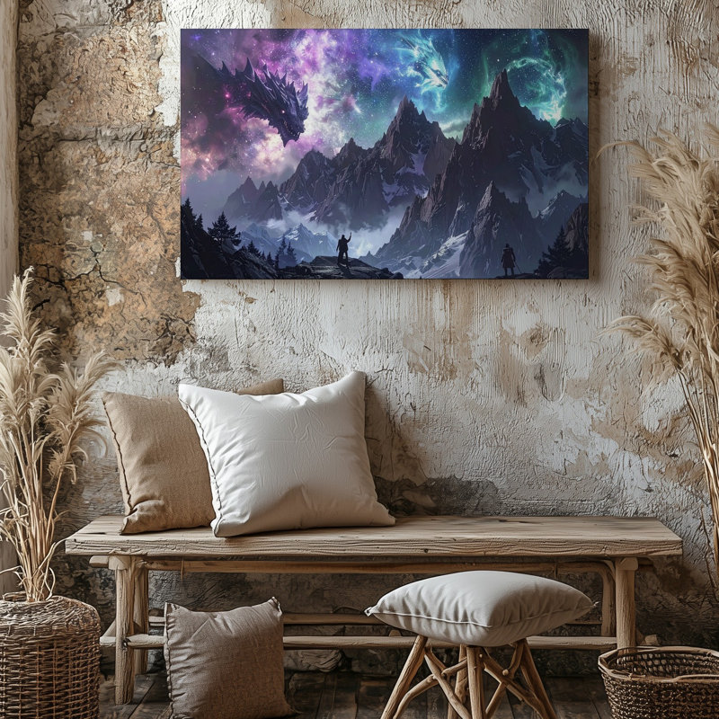 «Celestial Myth Creatures», impression sur toile, paysage fantastique, H 9 po x l 12 po