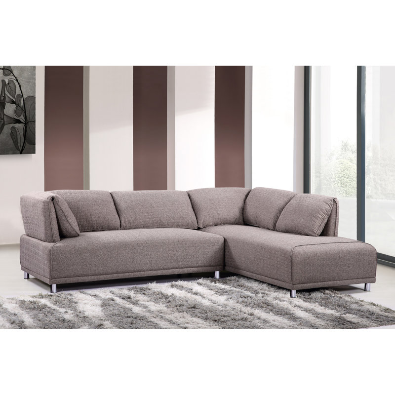 Canapé et chaise longue 104 po Nita, Mélange de polyester brun pâle, Orienté à droite (vu de face)