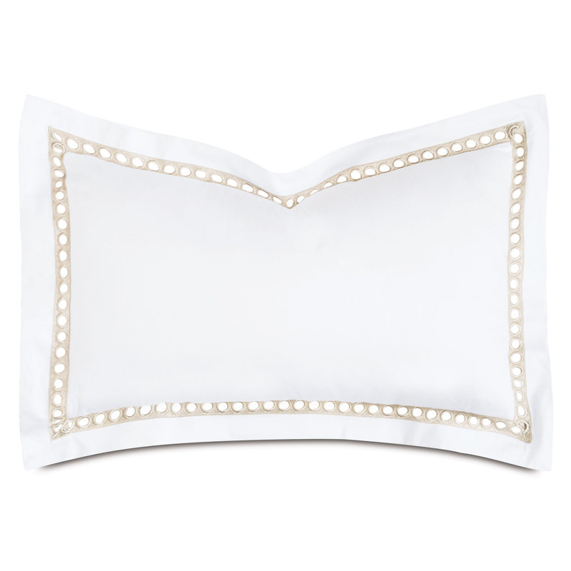 Celine 100% Cotton Pillow Sham, King, White/Champagne