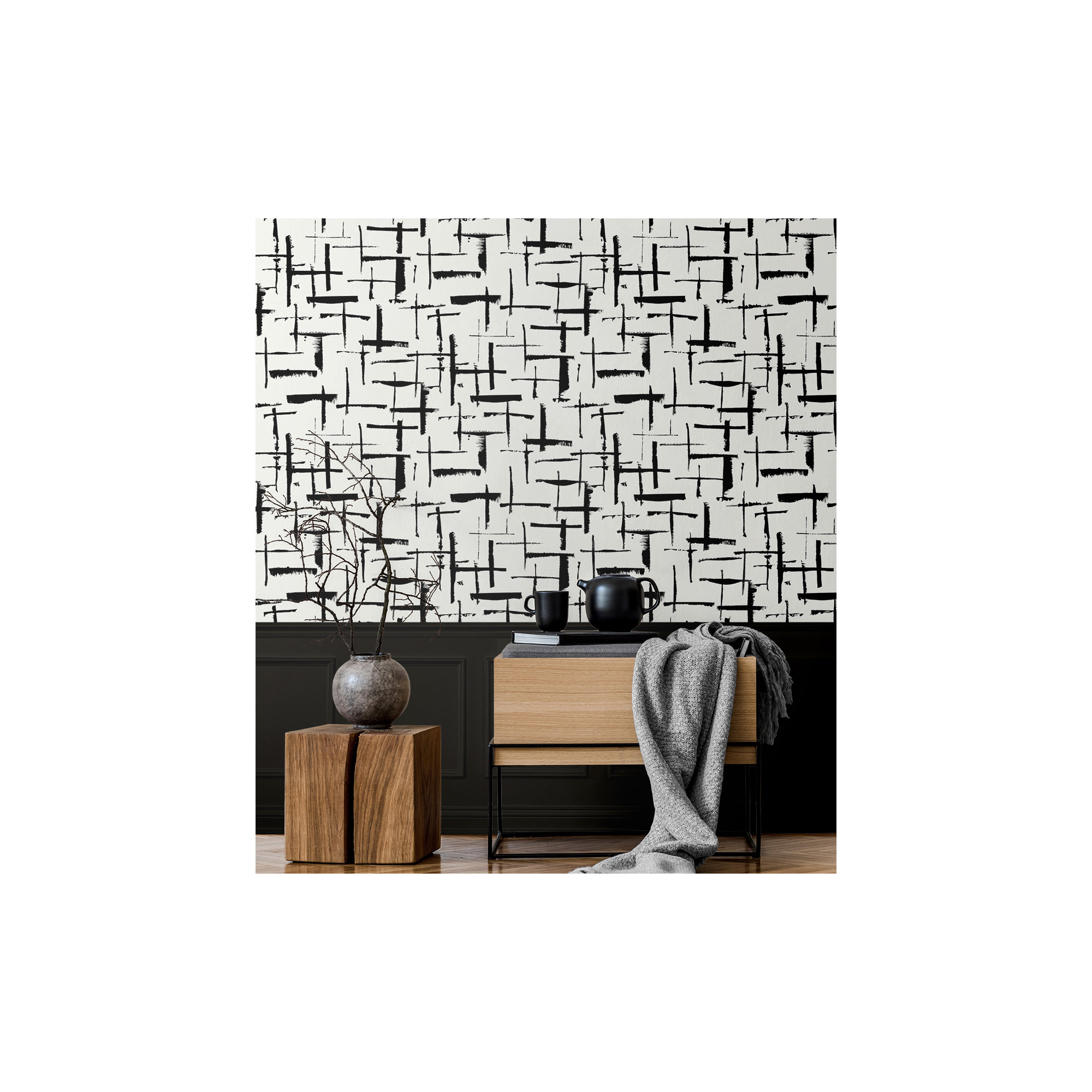 Niseko Modern Abstract Wallpaper, Obsidian