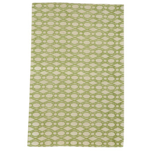 Tapis géométrique vert en jute / sisal fabriqué à la main