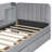 Gray Twin Size Daybed Upholstered In Velvet, With Drawers, Shelves, Flip Cabinets & Side Table - Functional Compact Apartments Shelving, And A Practical Furniture For Small Inviting Living Spaces-556348442
