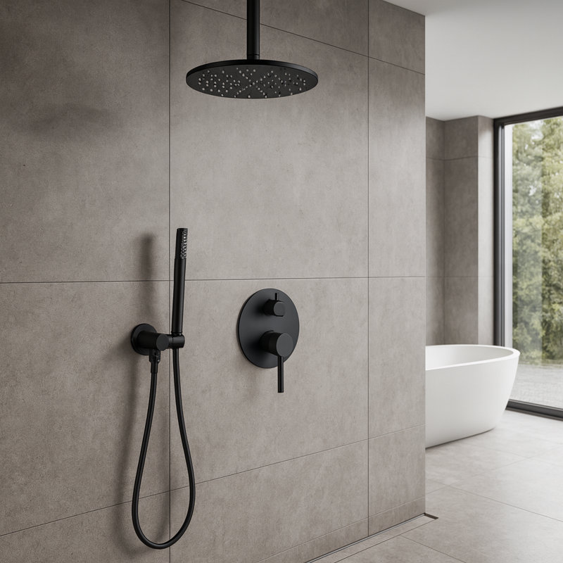 Verona Florence Ceiling Mount Hot and Cold Mixer Modern Design for Ultimate Control and Style, 2.5" H x 12" W