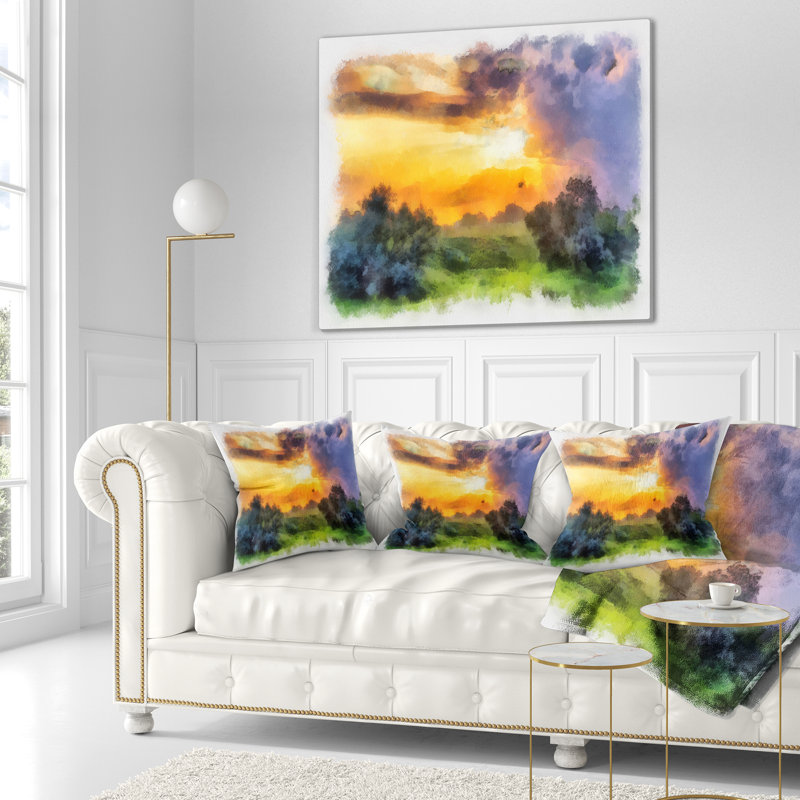 Coussin paysage, 16 po x 1 po, Coussin décoratif