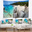 Tapisserie «Seascape Turquoise Ocean Water» avec roches-28509375