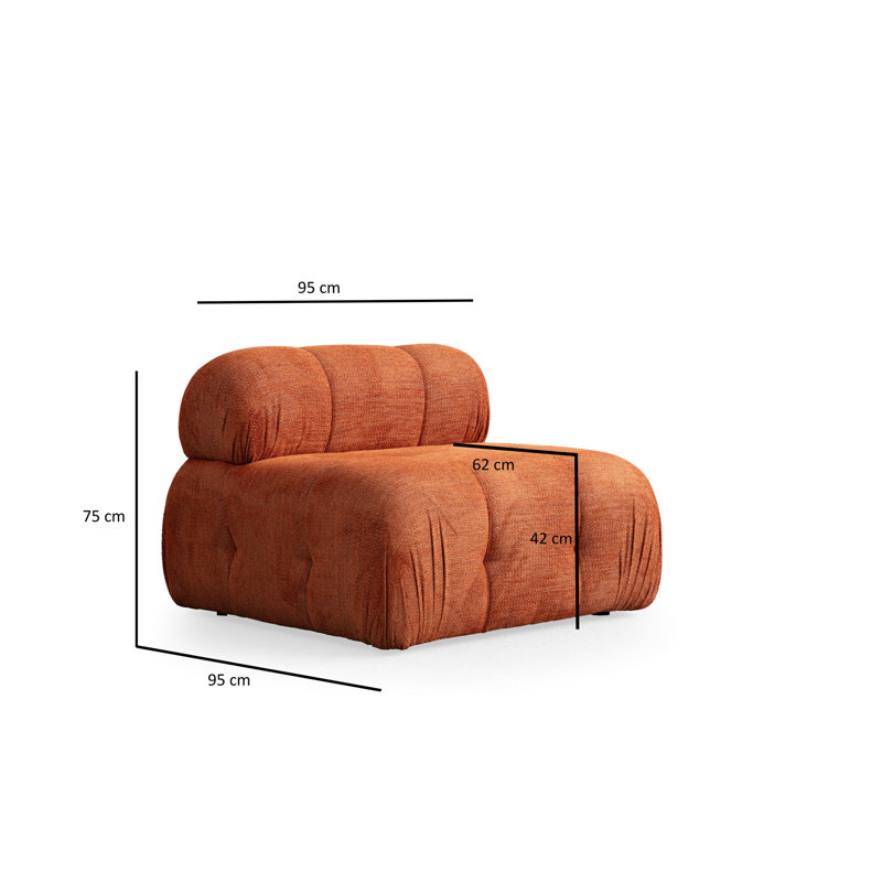 Stylish 1-Seat Sofa, Orange Fabric, 37.4 x 37.4 x 29.5 inches | Beech Wood & Chipboard Frame, 100% Polyester Upholstery | Soft Grey Foam & Feather Back Cushion, Includes Pillows, Modern Design for Living Room