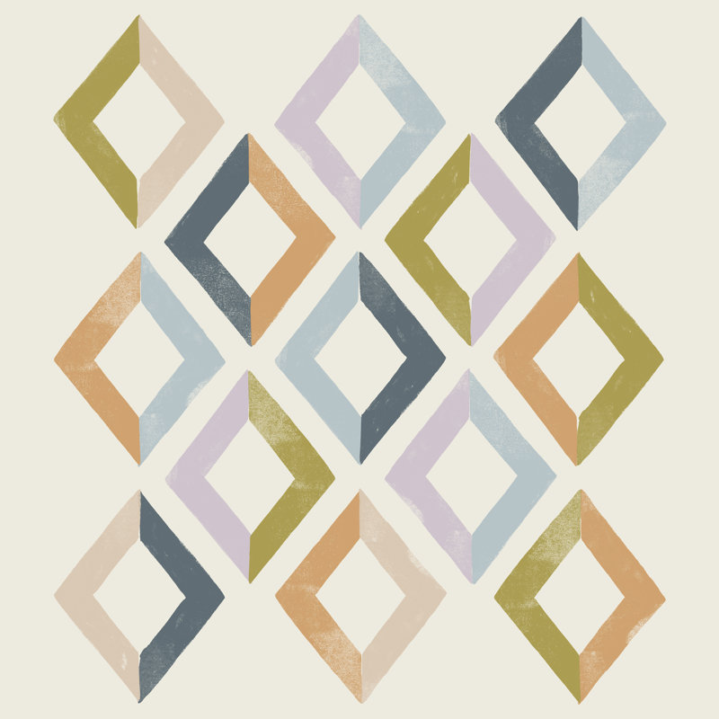 Deco Diagram III by Victoria Barnes - Wrapped Canvas Painting, 30cm H x 30cm W x 3.8cm D