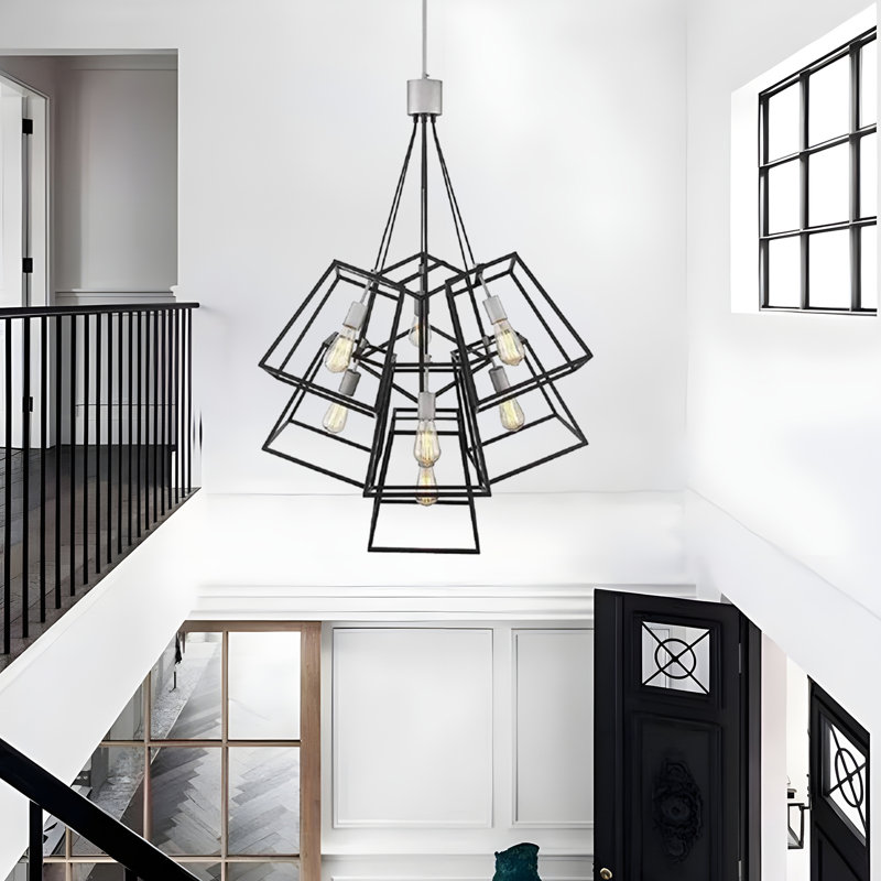 7 - Light Dimmable Lantern Geometric Chandelier