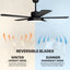 52" Ceiling Fan With Lights And Remote Control, 5 Reversible Wooden Blades, 3 Colour LED Light-311547720