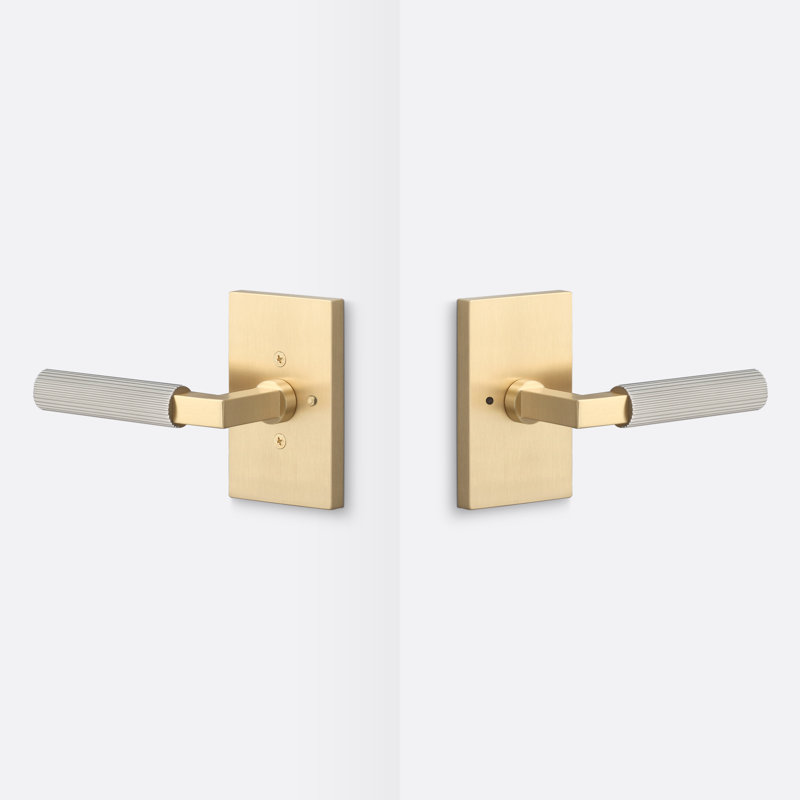 Levanto Privacy Rosette, Staight Knurled Grip, Satin Brass/Satin Nickel