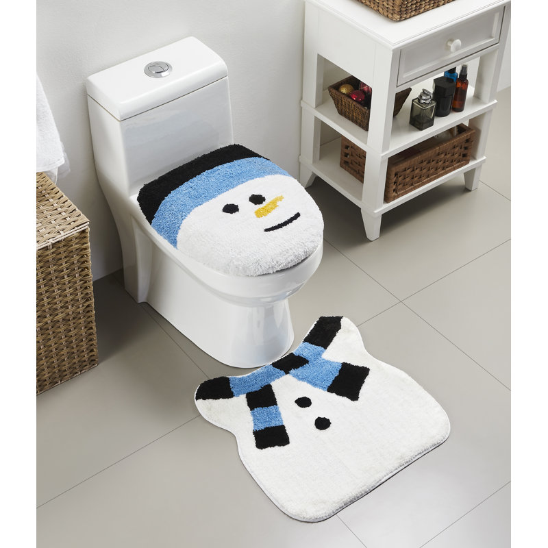 Bonhomme de neige de Noël 2 pièces Ensemble de tapis de bain
