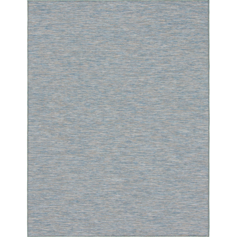 Tapis bleu intérieur / extérieur Fagundes, Rectangle 9 pi 4 po x 12 pi