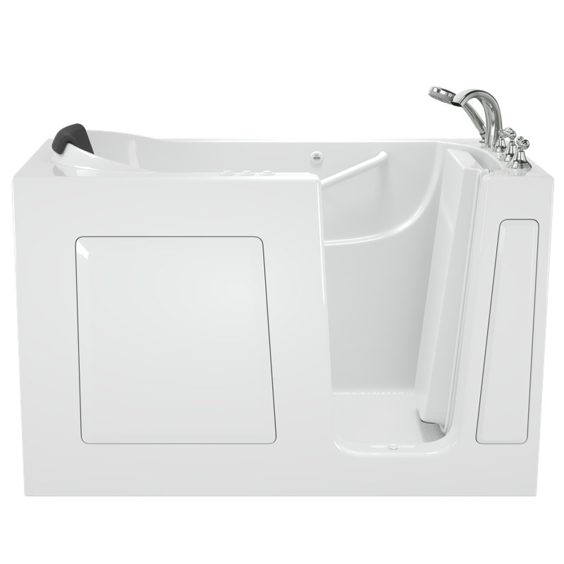 59.5'' x 29.75'' Fiberglass Bathtub with Faucet, White, Right
