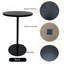 Ensemble de 2 petites tables d'appoint rondes à cercles concentriques en bois pour deux tables de chevet en métal à piédestal pour petits espaces (brun noyer et noir)