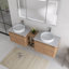 Ensemble de meuble-lavabo mural 72 po avec lavabos vasques en céramique et 1 tablette de rangement, portes à fermeture en douceur-1260650733