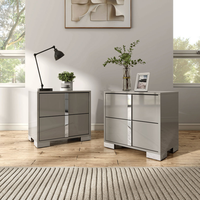 Duckworth 2-Piece Nightstands Set, Taupe Gray