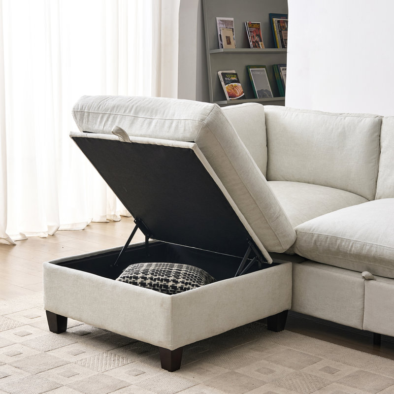 Canapé modulaire spacieux en U avec rangement, tissu de chenille de qualité supérieure, canapé de salon moderne