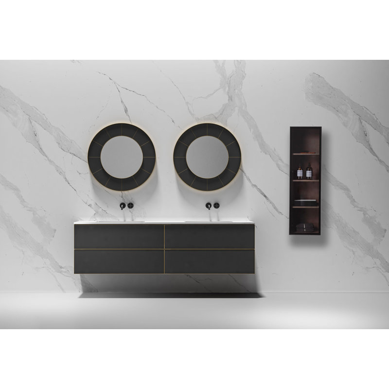 Luce 13" Wall-Mounted Side Cabinet, Chestnut Oak/Matte Black