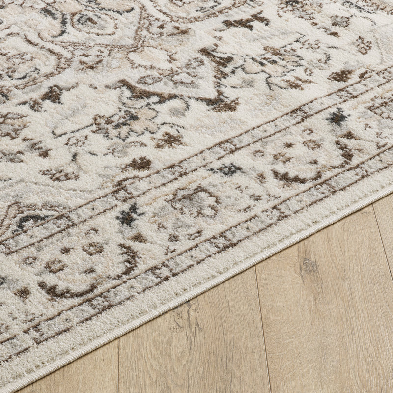 Tapis de style oriental traditionnel Losh en brun / beige / crème Losh, Tapis de couloir 2 pi 8 po x 10 pi
